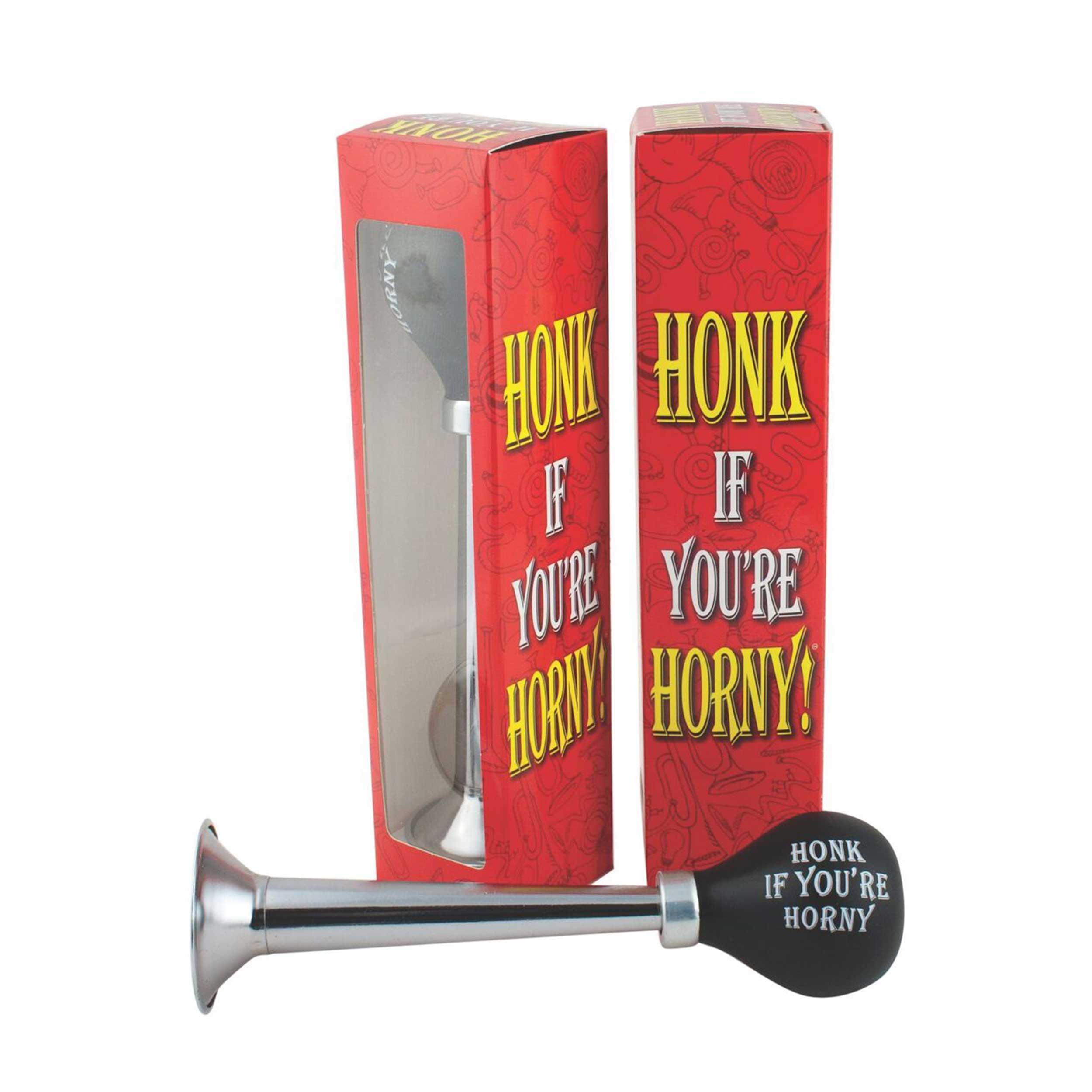 Corn sonerie amuzantă Horny Horn – cadou funny, acționare prin strângere, sunet puternic