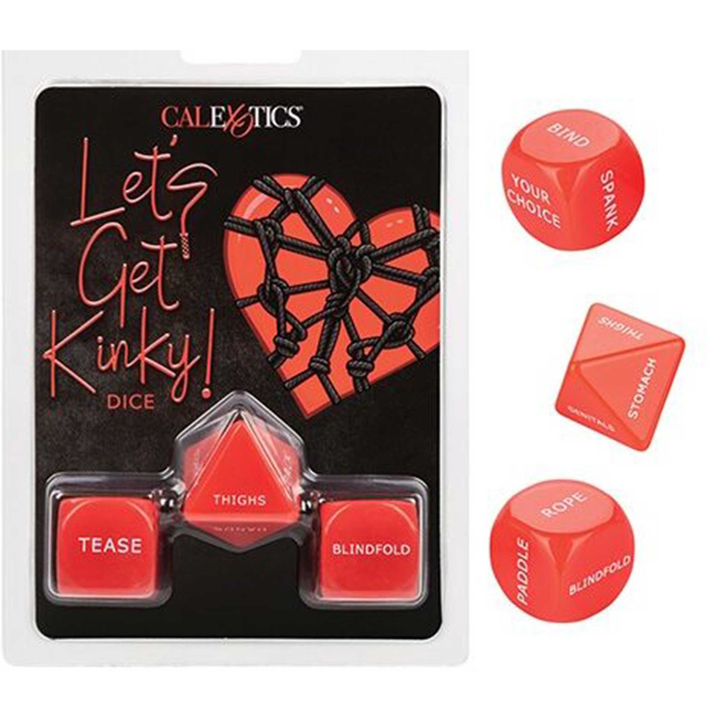 Zaruri BDSM CalExotics – joc erotic cu 3 zaruri acrilice pentru fantezii bondage