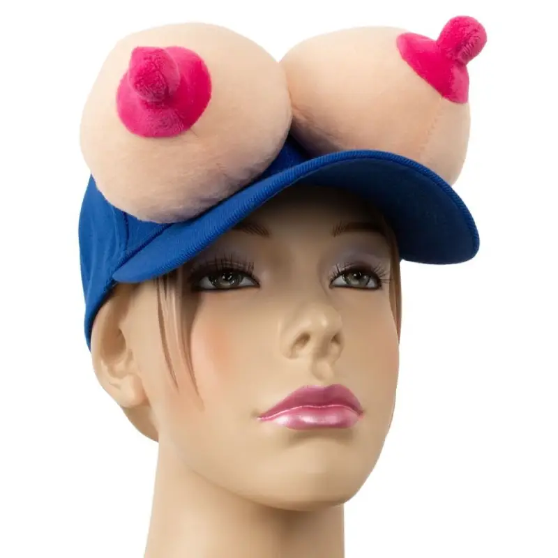 Șapcă Amuzantă Baseball Cap Boobs, Albastră, cu Sâni Catifelați