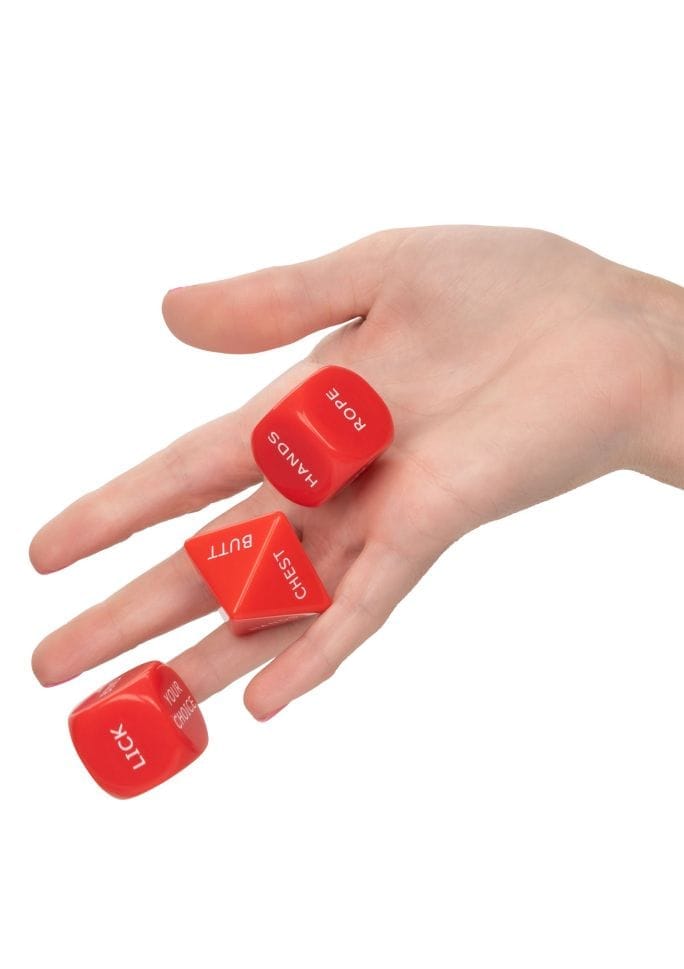 Zaruri BDSM CalExotics – joc erotic cu 3 zaruri acrilice pentru fantezii bondage - imagine 4