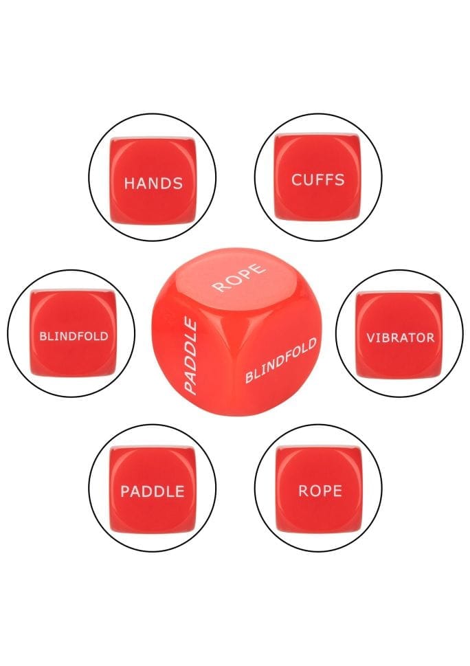 Zaruri BDSM CalExotics – joc erotic cu 3 zaruri acrilice pentru fantezii bondage - imagine 5